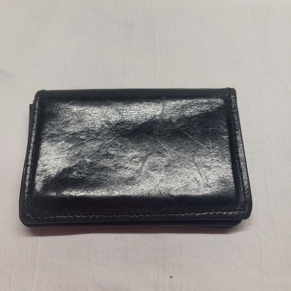 St. Dennis Women's Black Leather Bifold ID Card Holder